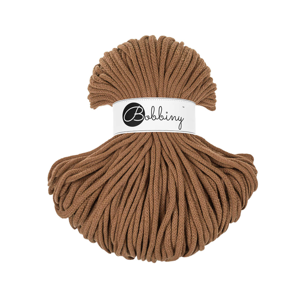 Bobbiny Premium Braided Cord 5mm Caramel Color - Ideal for knitting and crochet projects 