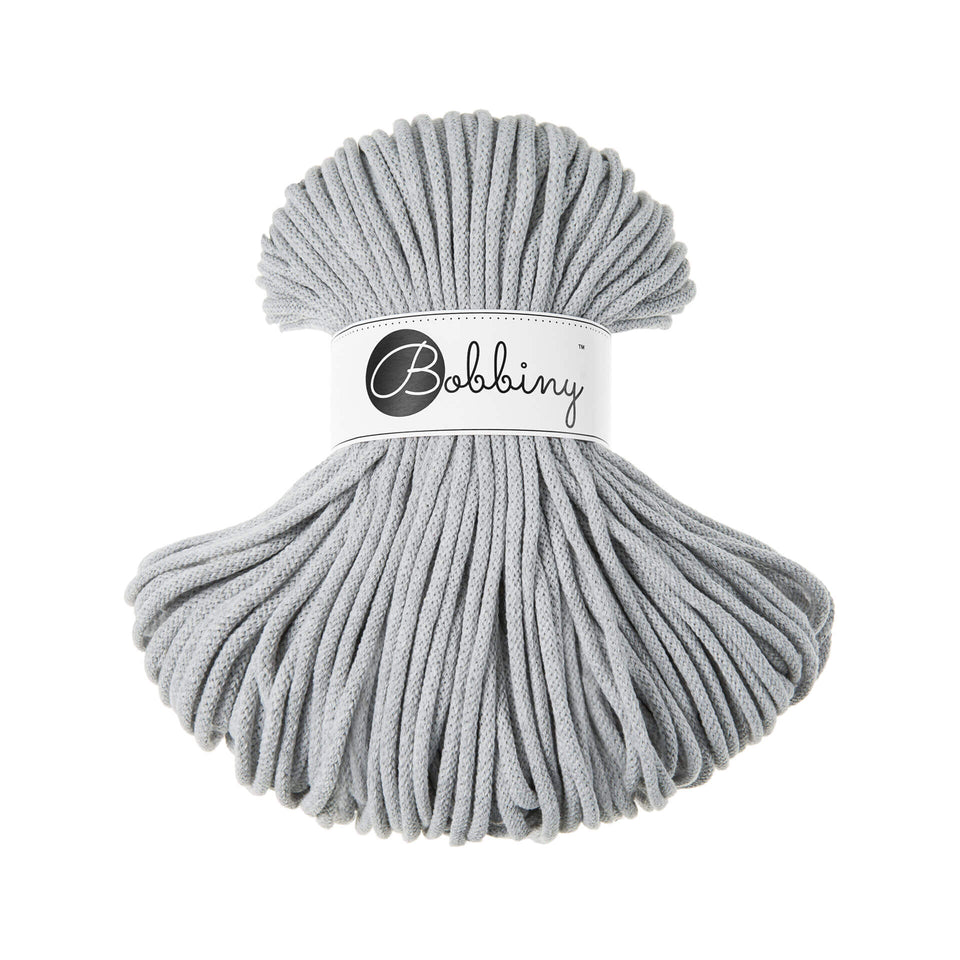 Bobbiny Braided Cord 5mm ideal for rugs and baskets Light Gray