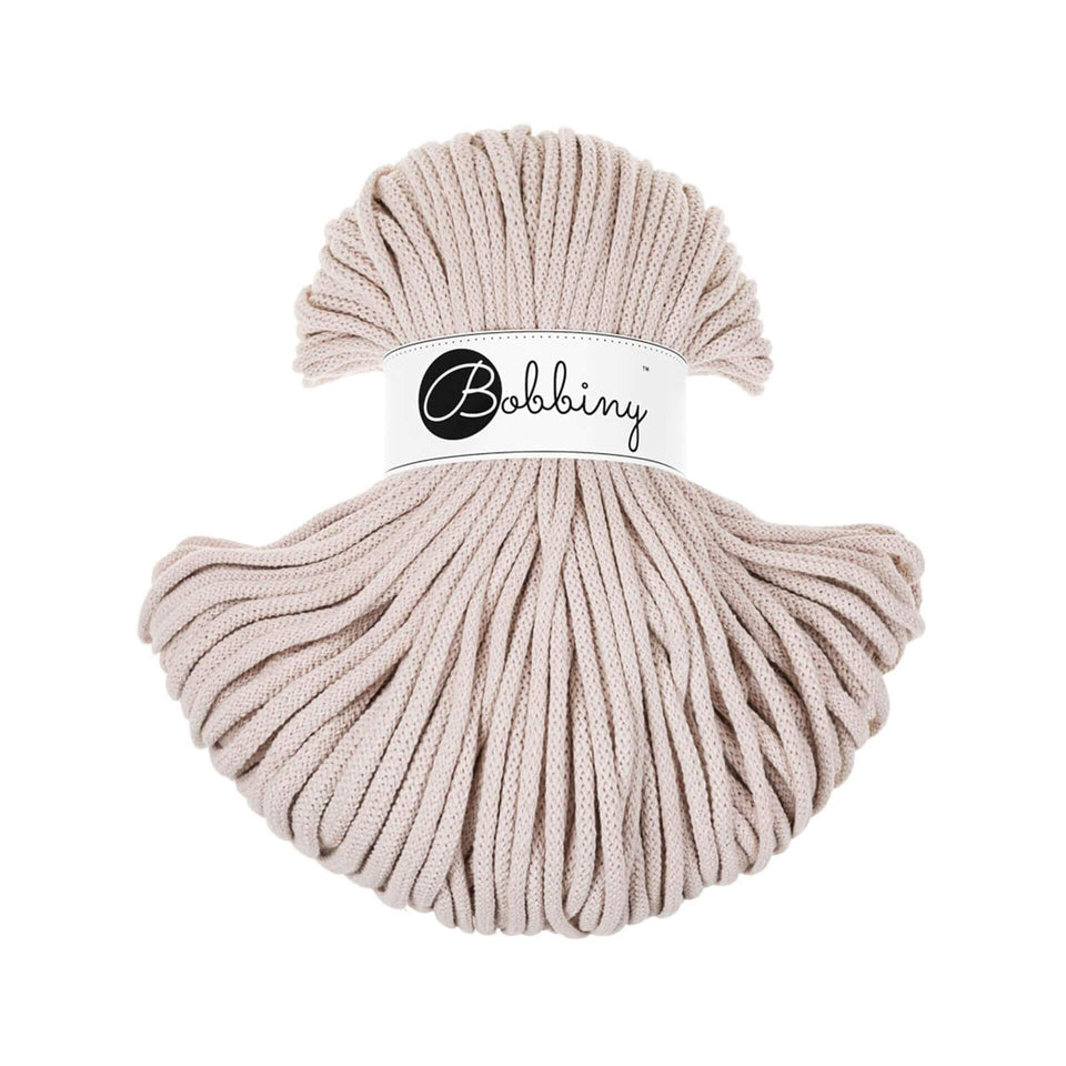 Bobbiny Premium Braided Cord 5mm Nude Color - Ideal for knitting and crochet projects