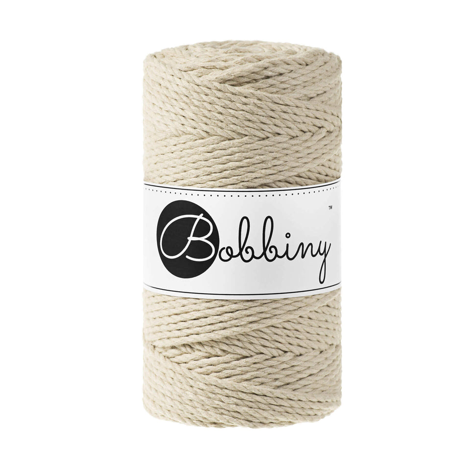 Bobbiny Macrame Rope 3mm - High quality macrame cord - Beige