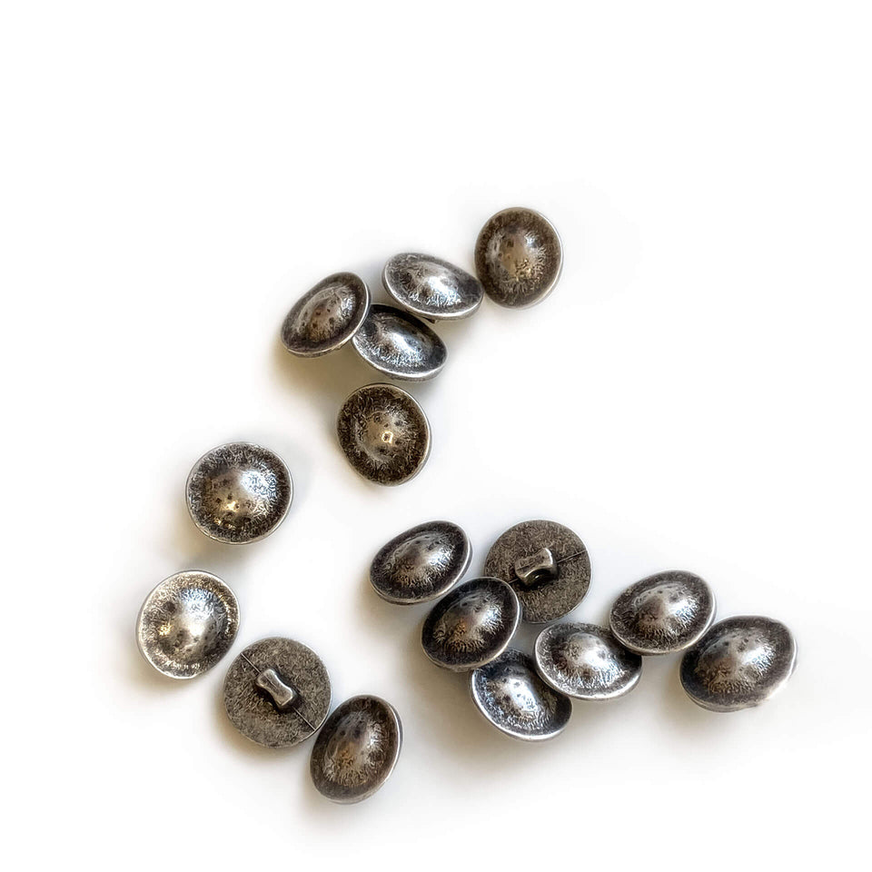 Old Silver Metal Button with Dome Center