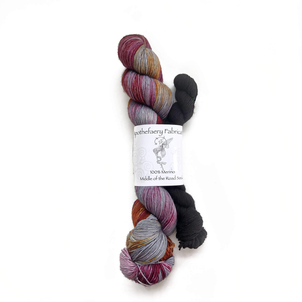 Hand Dyed Sock Knitting Set Apothefaery Bella Donna