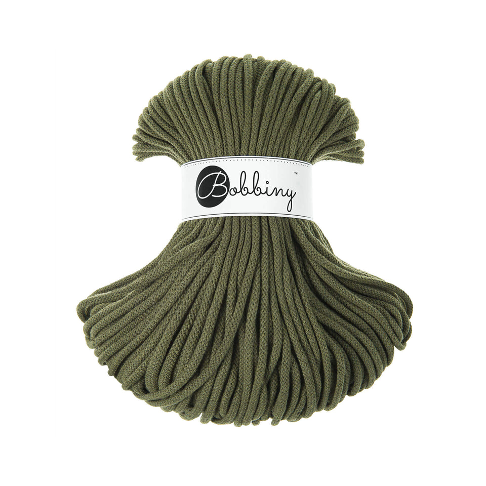 Bobbiny Premium Braided Cord 5mm Avocado Color - Ideal for knitting and crochet projects