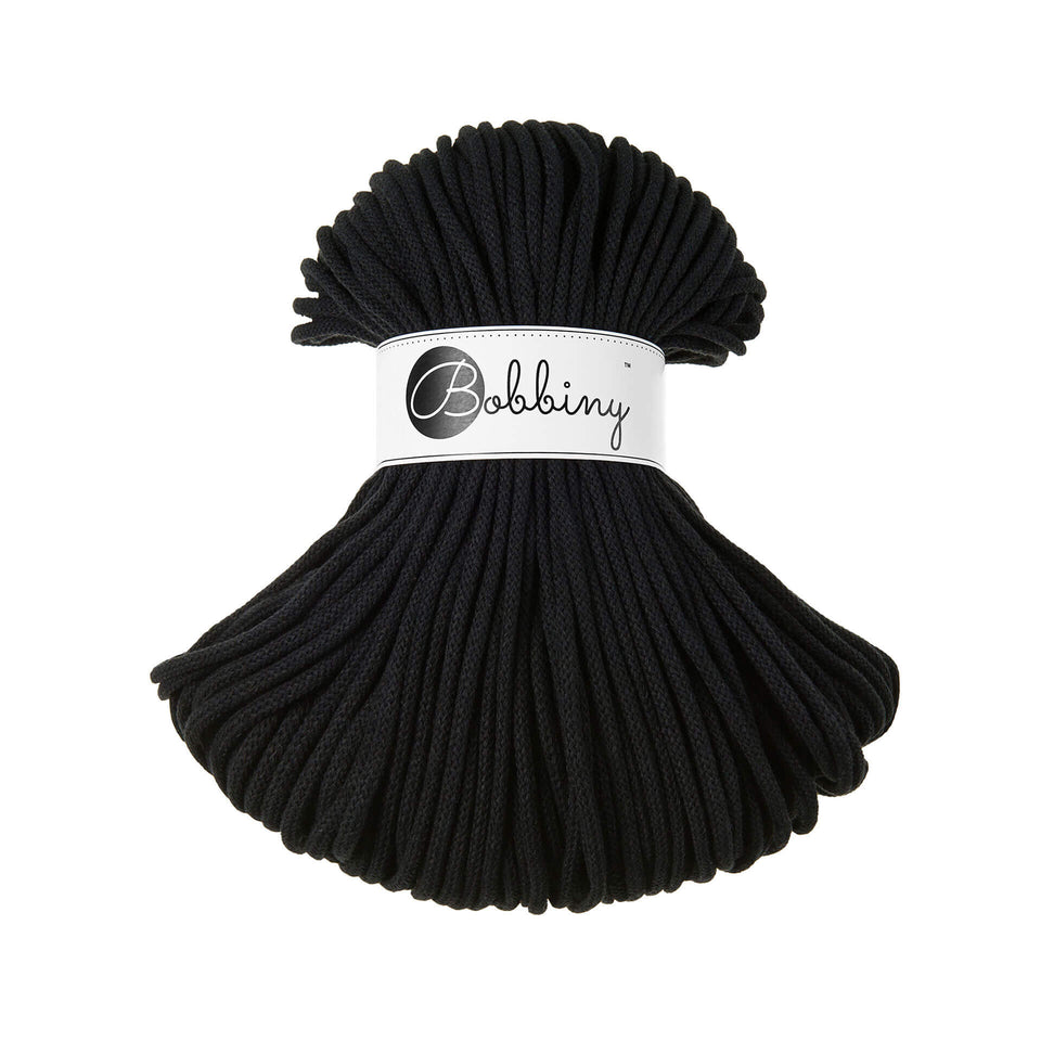 Bobbiny Premium Braided Cord 5mm Black Color - Ideal for knitting and crochet projects