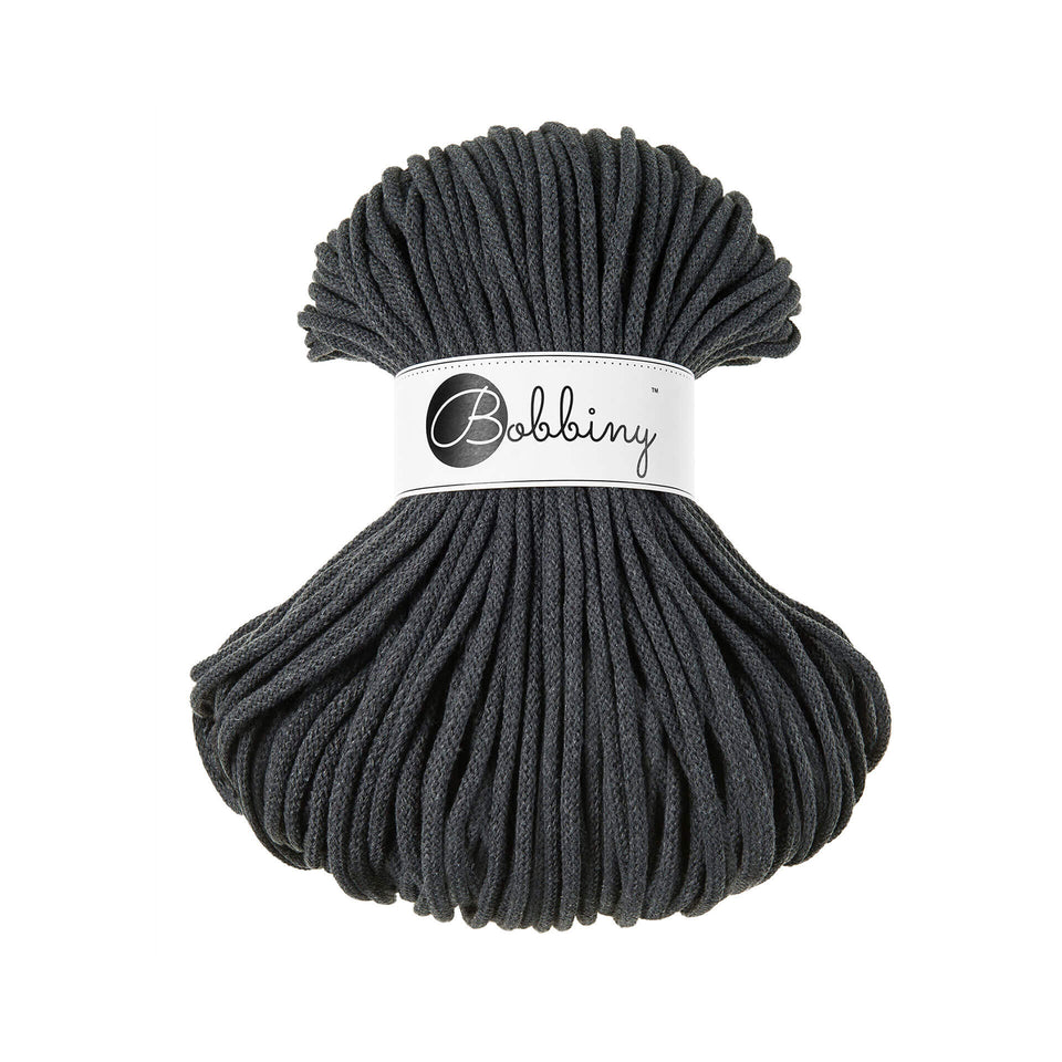 Bobbiny Cord Braided Cord 5mm Charcoal