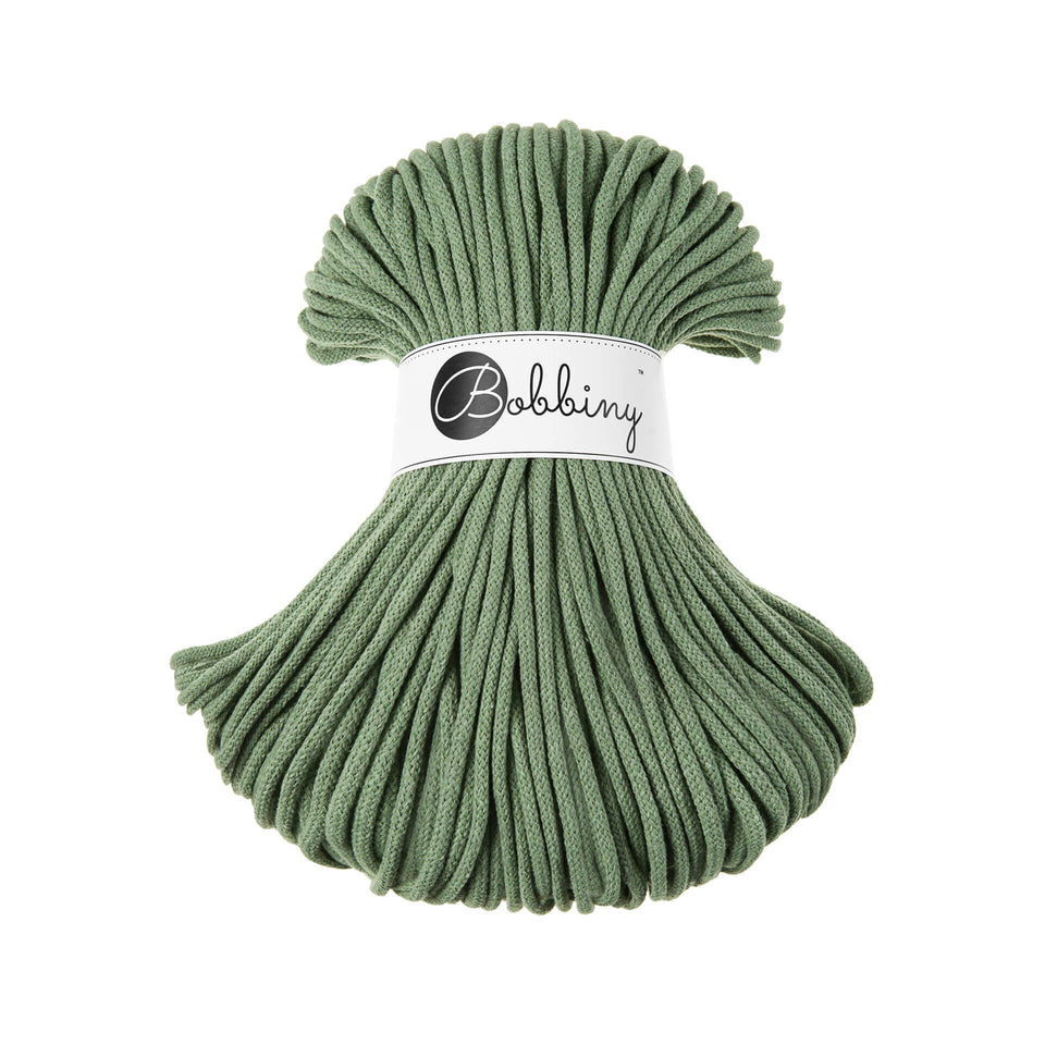 Bobbiny Premium Braided Cord 5mm Eucalyptus Color - Ideal for knitting and crochet projects