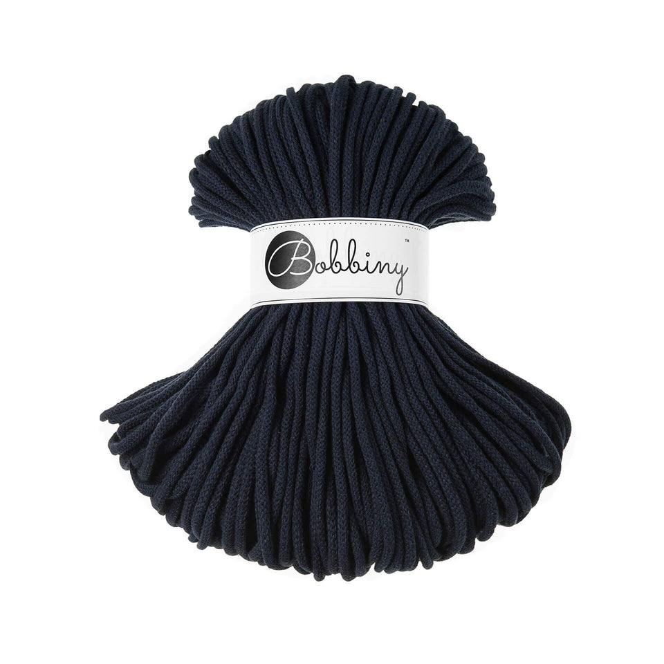 Bobbiny Premium Braided Cord 5mm Navy Color - Ideal for knitting and crochet projects