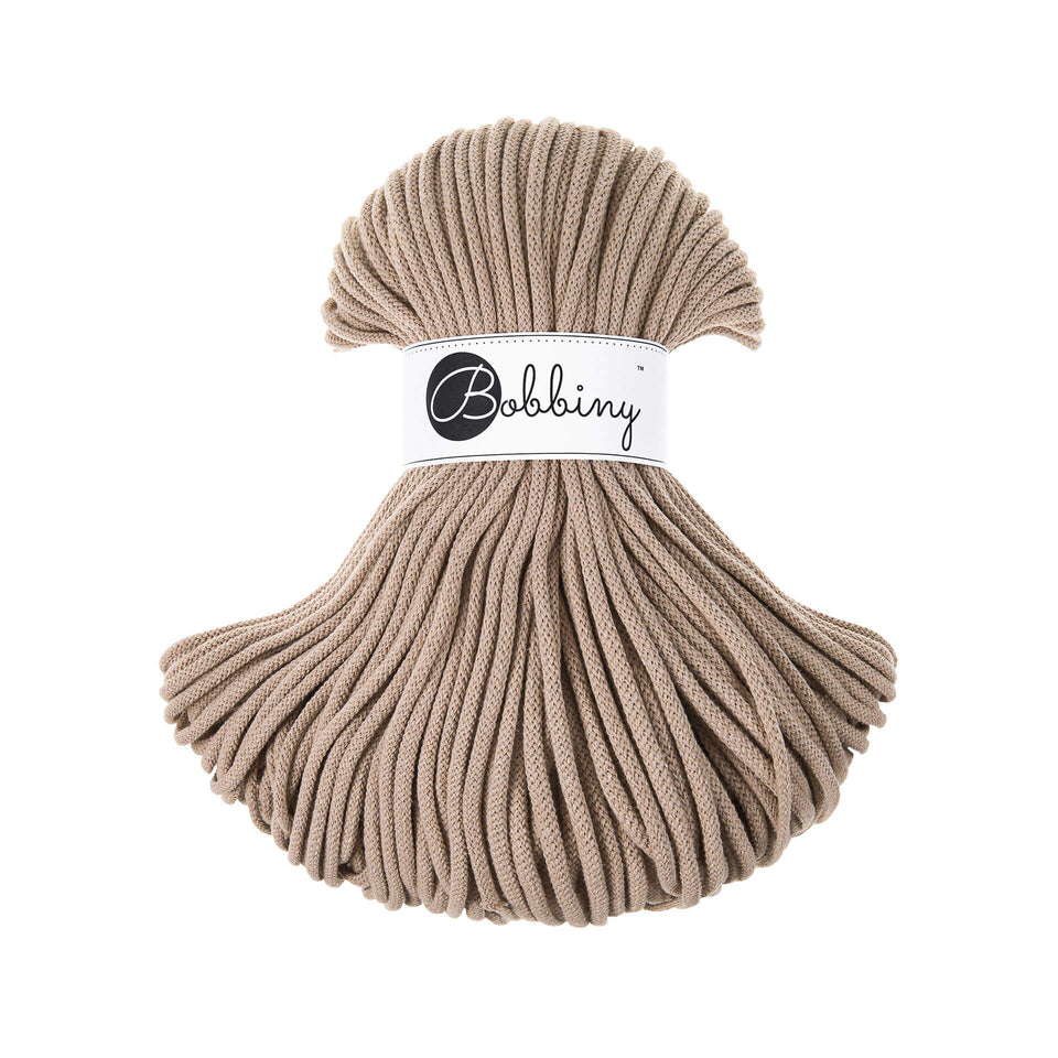 Bobbiny Premium Braided Cord 5mm Sand Color - Ideal for knitting and crochet projects