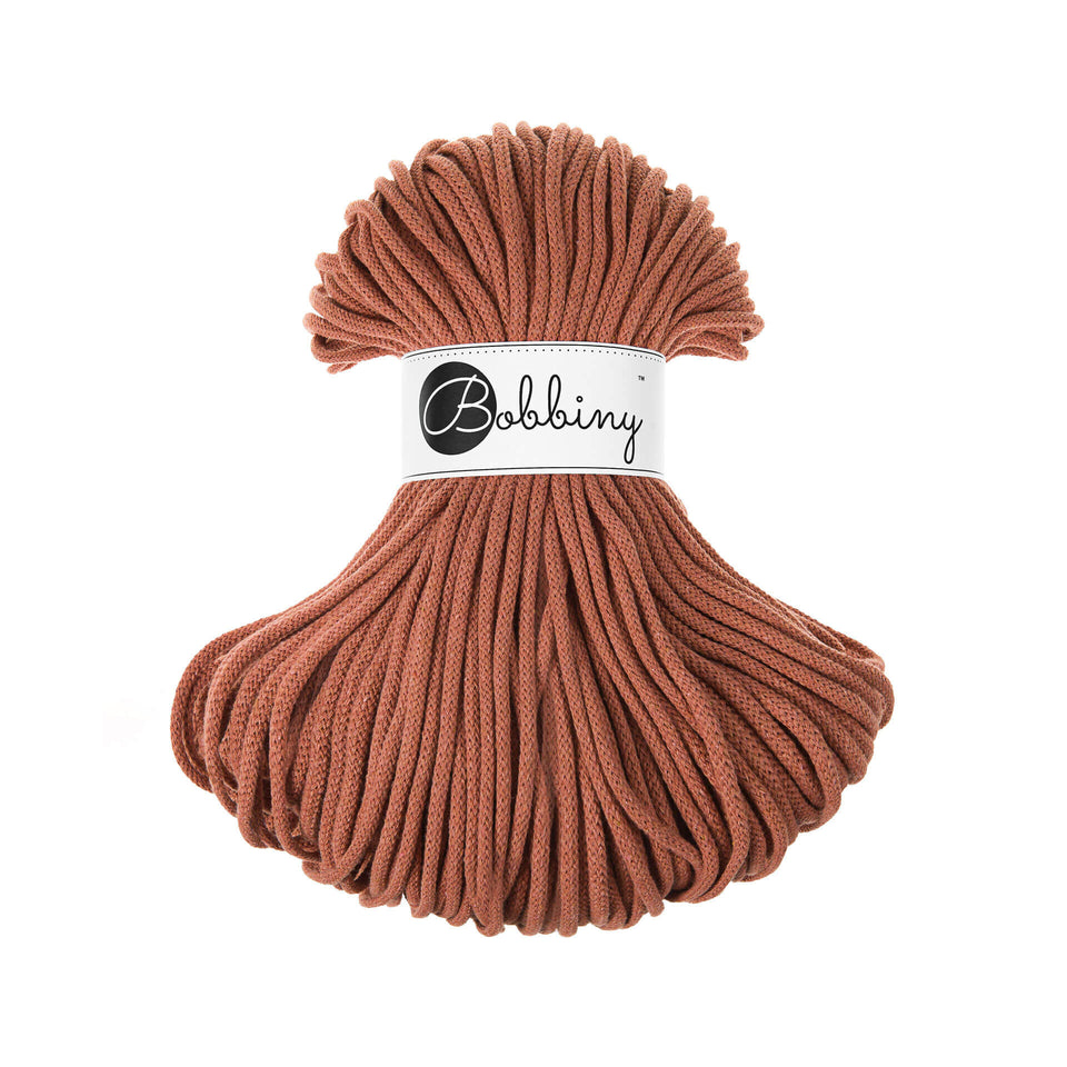 Bobbiny Premium Braided Cord 5mm Terracota Color - Ideal for knitting and crochet projects