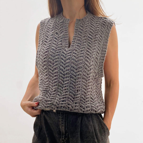 leinwande ベスト ジレ Mix Yarn Crochet Vest leinwande ベスト ジレ Mix Yarn Crochet Vest レディース