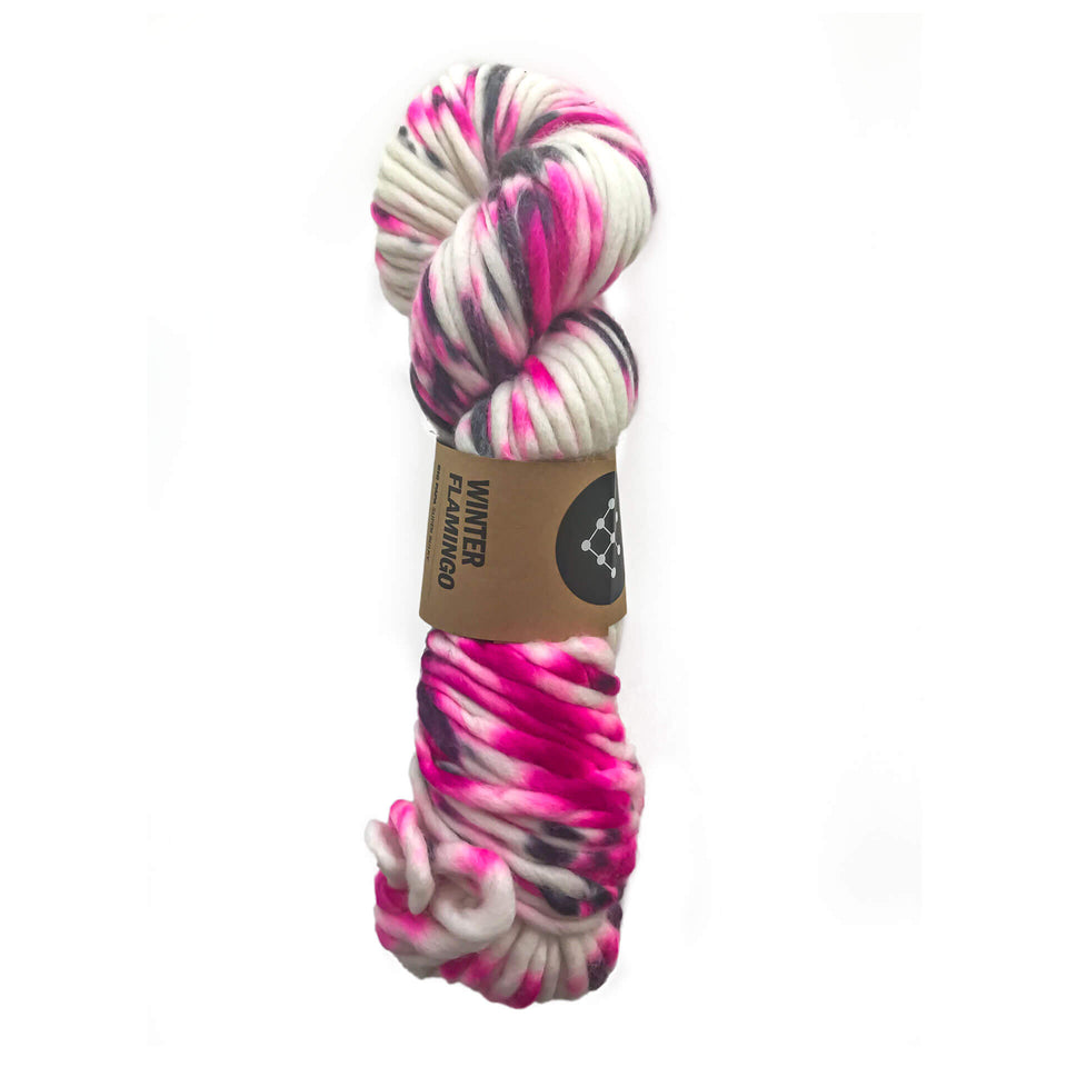 Kraeo yarn - Indie Dyed Yarn - Fuzzy Family yarn - Big Papa - Chunky yarn -  Winter Flamingo