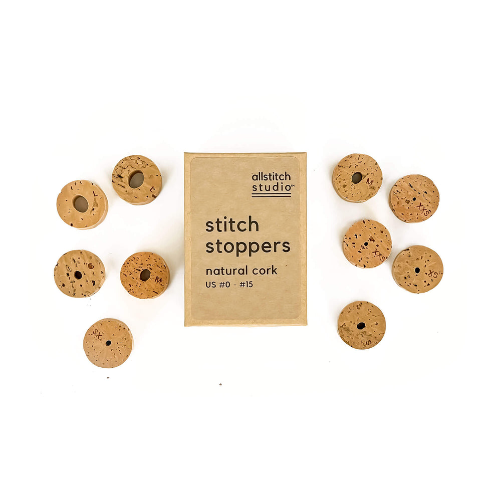 Cork Stitch Stoppers - Natural Stoppers for knitting needles - comes in a nice presentation